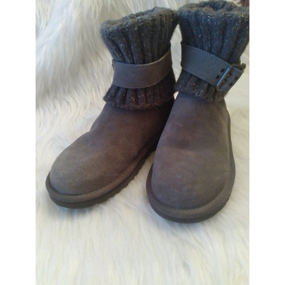 UGG BOOTS Suede TALL KNIT SHAFT CUFFED WOMENS SIZE 5 EXCELLENT CONDITION - Picture 6 of 12